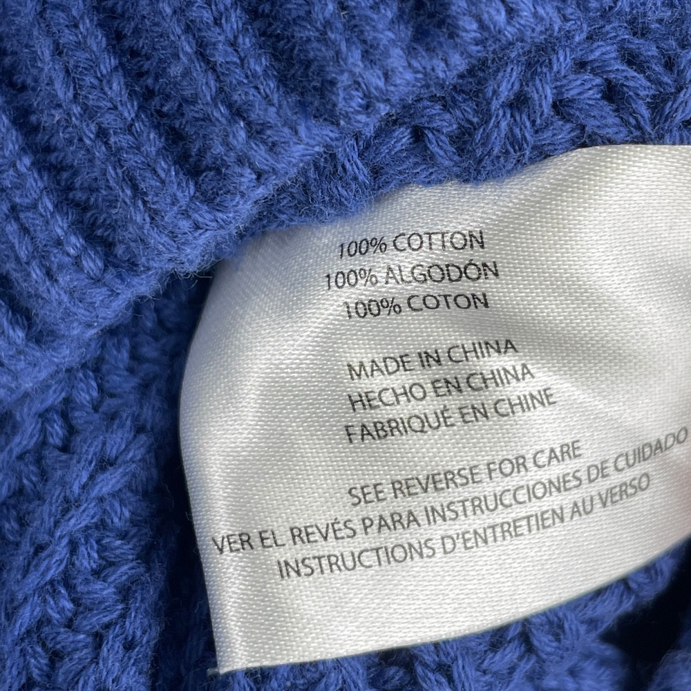 Gap Roll Neck Sweater Royal Blue Cotton Crew Heavy Knit Fisherman Prep Wmn L NWT - Picture 4 of 5
